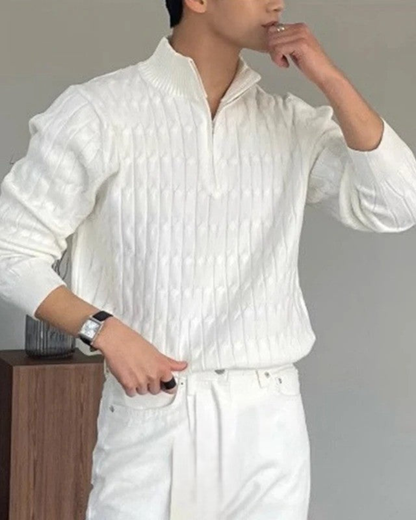 LUCERIAN™ - Maglione a trecce con collo alto e zip