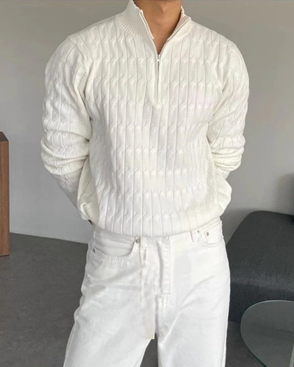 LUCERIAN™ - Maglione a trecce con collo alto e zip