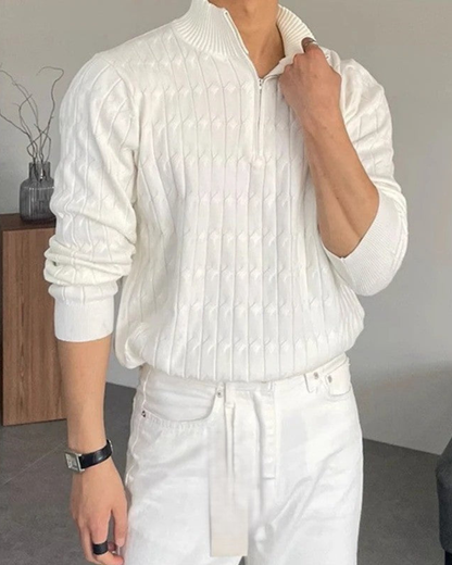 LUCERIAN™ - Maglione a trecce con collo alto e zip